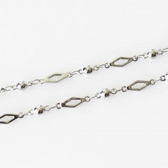 Diamond Link Necklace - 32 inch (80cm) Silver Tone